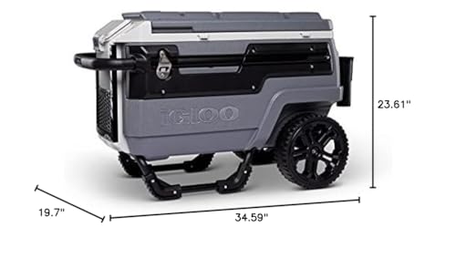 Igloo 70 Qt Premium Trailmate Wheeled Rolling Cooler, Gray