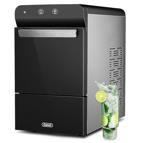 Gevi Household V2.0 Countertop Nugget Ice Maker | Self-Cleaning Pellet Ice Machine | Open and Pour Water Refill | Black