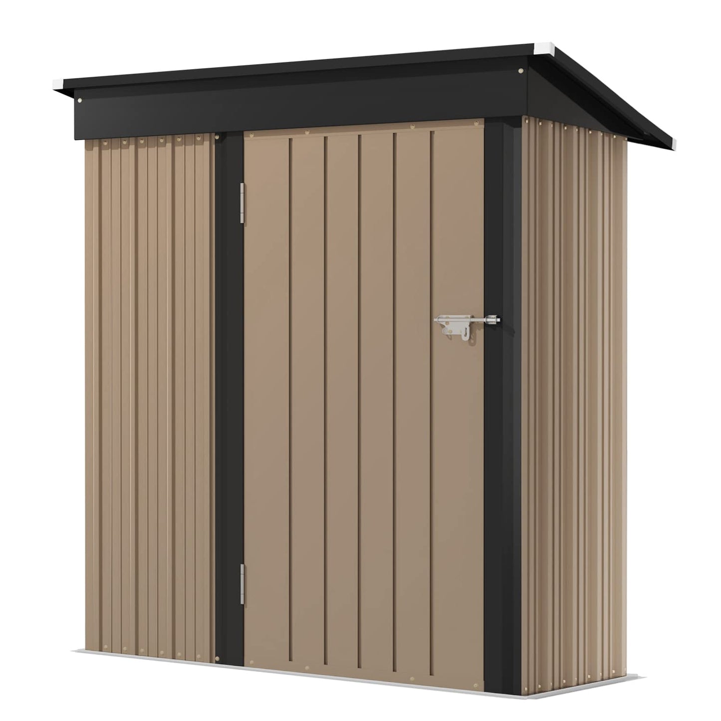 Devoko Outdoor Storage Shed 5 x 3 FT Lockable Metal Garden Shed Steel Anti-Corrosion Storage House with Single Lockable Door for Backyard Outdoor Patio (Brown)