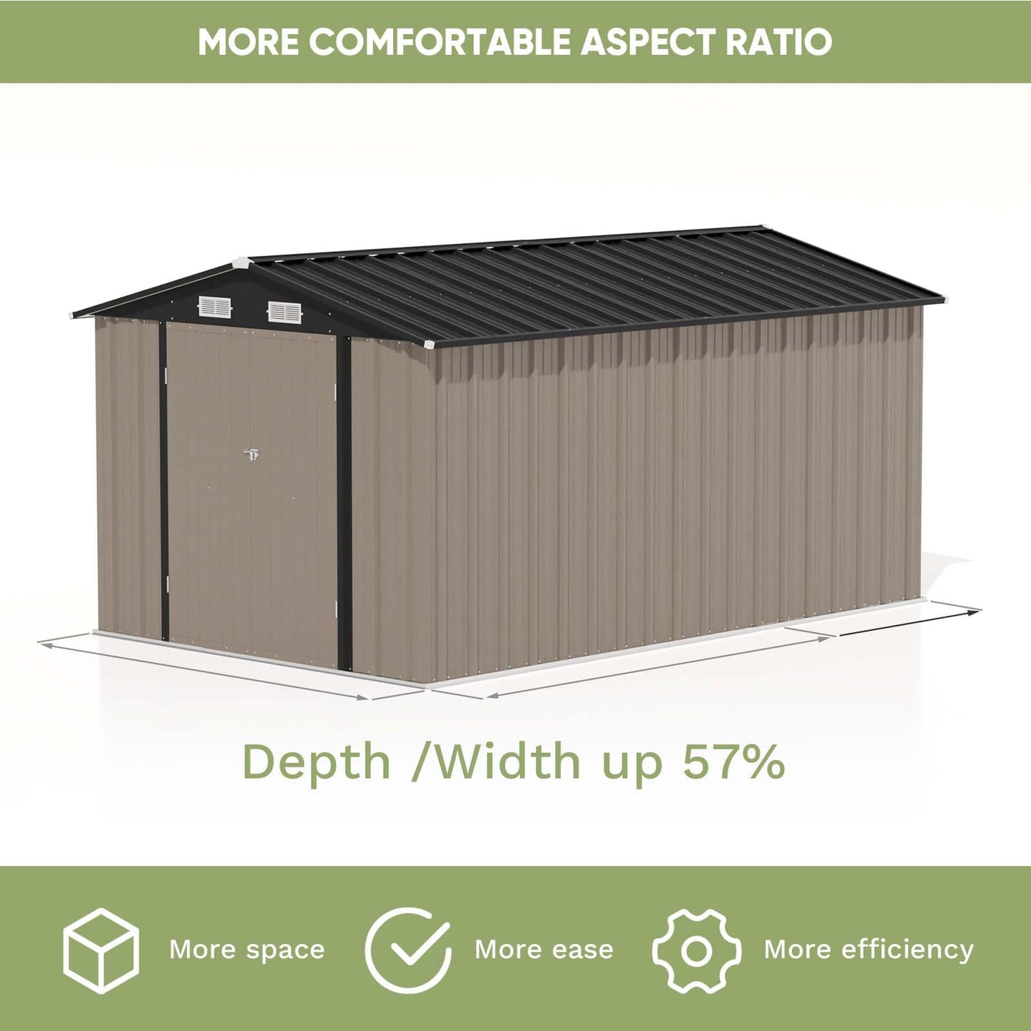 Patiowell 8' x 12' Metal Storage Shed for Outdoor, Steel Yard Shed with Design of Lockable Doors, Utility and Tool Storage for Garden, Backyard, Patio, Outside Use, Brown