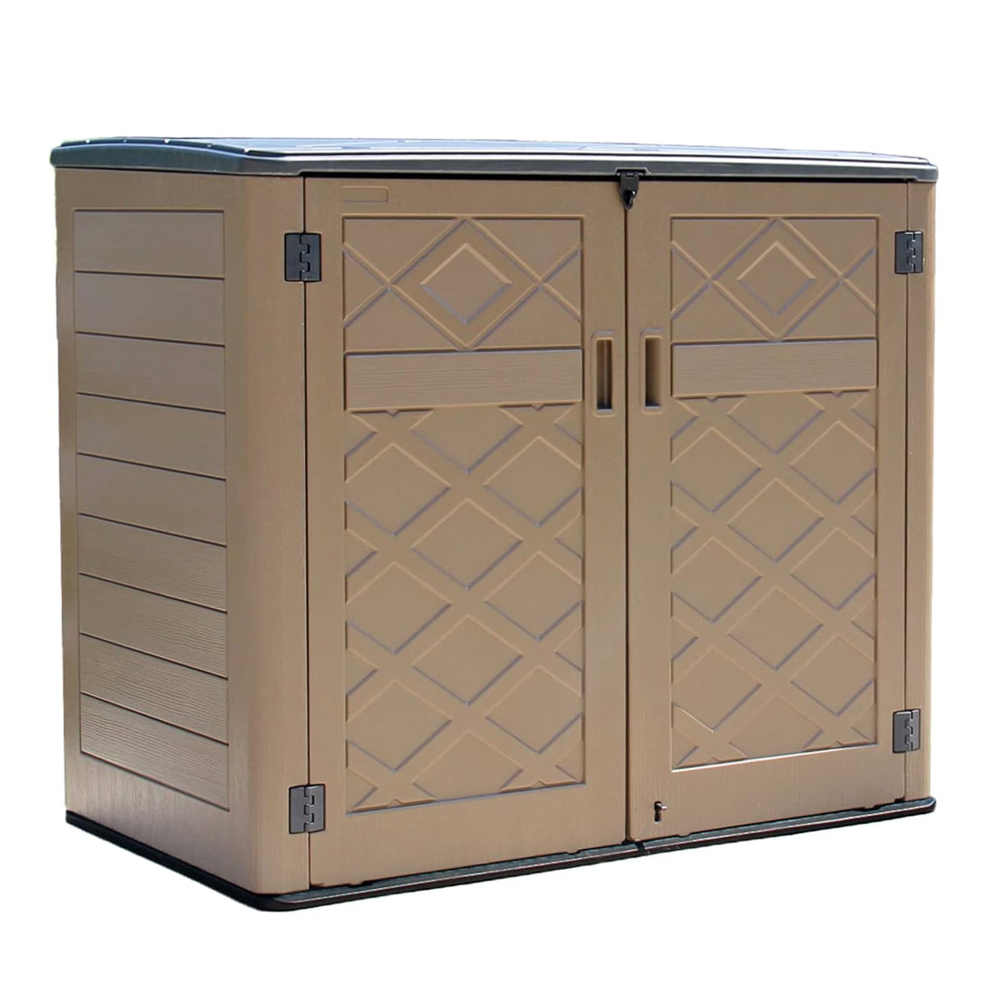 ADDOK Horizontal Outdoor Storage Sheds,Large Resin Outdoor Storage Cabinet for Patio Furniture,Grill, Pool Toys and Gardening Tools.(48Cu.ft)