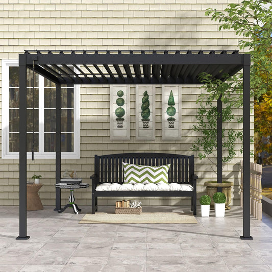 MIRADOR 80S Louvered Pergola 10' x 10', Modern Style with Adjustable Louvers for Outdoor Roof, Garden, Easy Assembly, Durable, Charcoal
