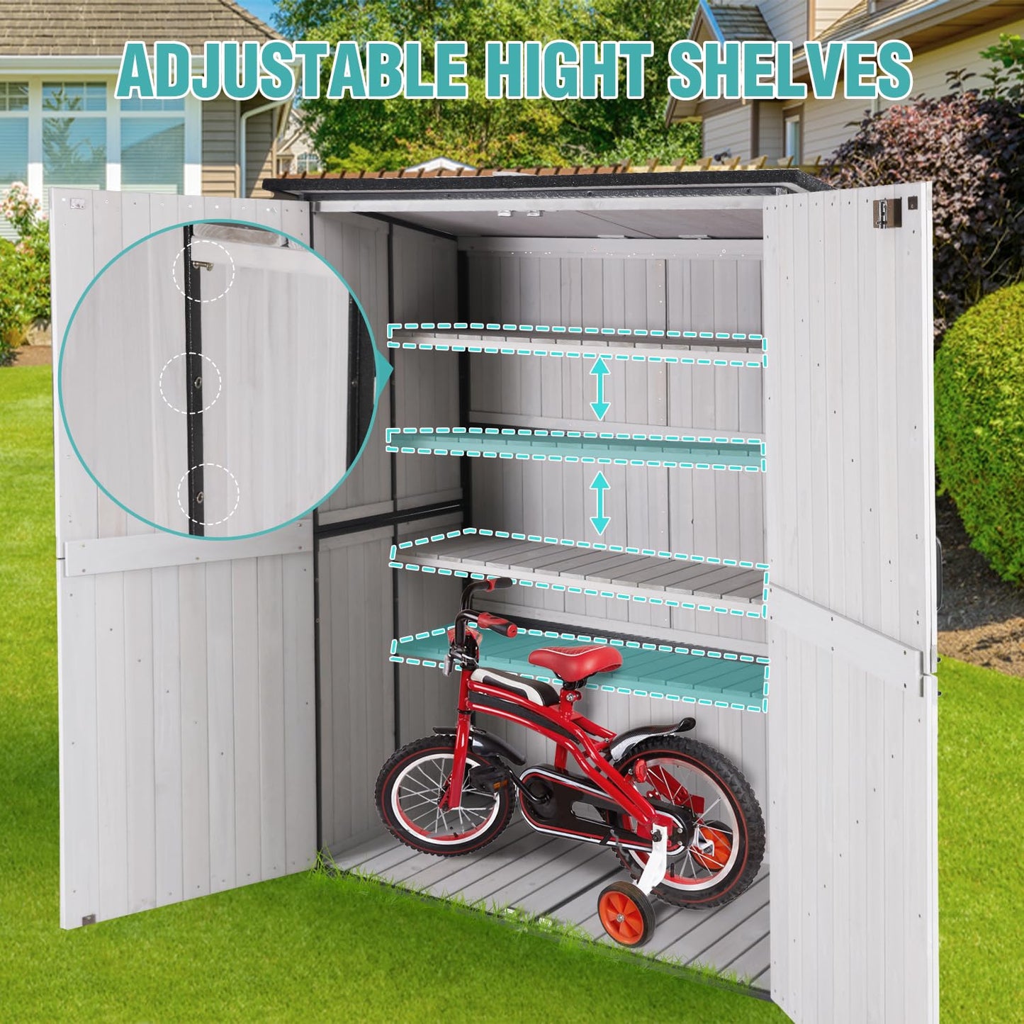 Sheds & Outdoor Storage,Large Garden Shed with Metal Frame Structure and Adjustable Shelves,Bike Storage Tool Cabinet Box for Backyard Garden Patio Lawn